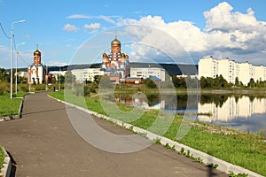 Park with a lake, Zelenogorsk, Krasnoyarsk region