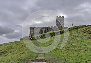 A church perched on the top of Brentor on Dartmoor National Park i