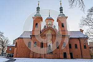 Church at Petrin Park in snow