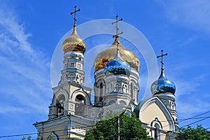 The Church of Pokrova Presvyatoy bogoroditsi  Pokrovsky in Vladivostok in summer