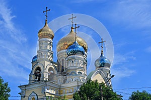 The Church of Pokrova Presvyatoy bogoroditsi Pokrovsky in Vladivostok in summer