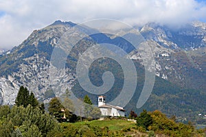 The church of Ponte Arche, a small town in the municipality Comano Terme. Trentino, Italy