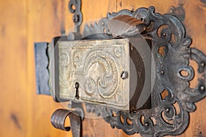 Church portal with old door lock