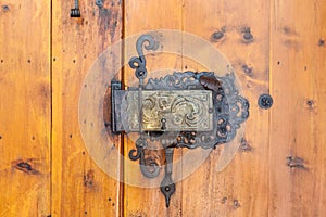 Church portal with old door lock photo