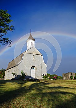 Church and Rainbow near Kaupo in Maui, Hawaii photo