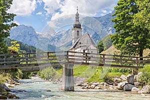 Church of Ramsau near Berchtesgaden in German Bavarian alps