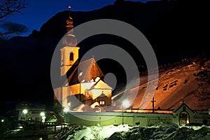 Church in Ramsau by night