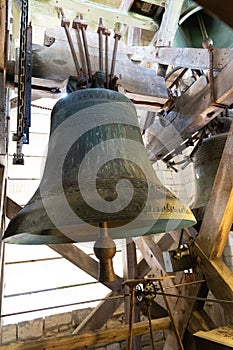 Church religious big bell on island Ile de Re in Charente France Saint Martin village