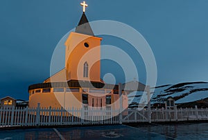 Church of Reykjahlid near lake Myvatn in Iceland