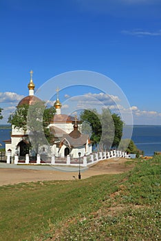 Church on river coast. Island Sviyazhsk, Tatarstan, Russia