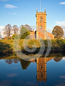 Church and River Reflection, Wales