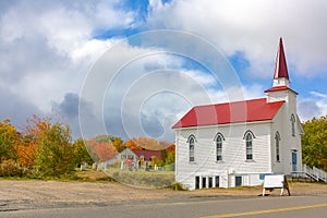 Church at roadside, Cabot Trail, Cape Breton Island, Nova Scotia