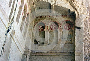 Church in the rock formations in Cappadocia, Anatolia, Turkey