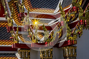 Church roof at Wat Pho, Thailand .