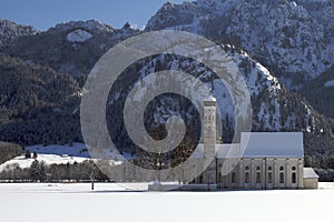 Church in rural Bavaria, Southern Germany, winter.