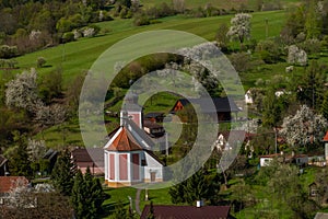 Church of Saint Divis in Horni Lhota village in fresh spring sunny day