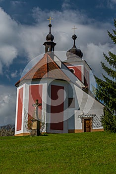 Church of Saint Divis in Horni Lhota village in fresh spring sunny day