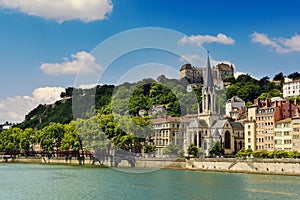 Church of Saint Georges and Saone river, Lyon, France