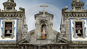 Church of Saint Ildefonso timelapse , covered with typical Portuguese tiles called Azulejos in Porto, Portugal.