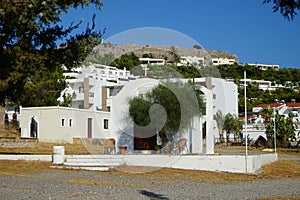 Church of Saint Nektarios in Pefki. Pefkos or Pefki, Rhodes Island, Greece