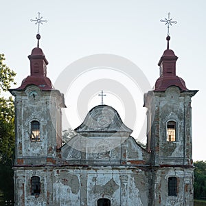Towers of Church in Nova Kelca by the Domasa dam, Slovakia