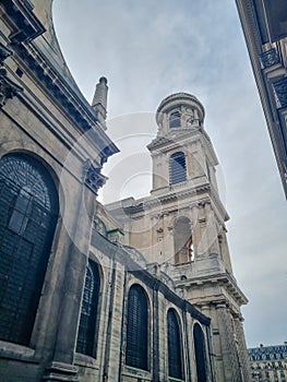 Church Saint-Sulpice and the fountain in front of her. Paris. France