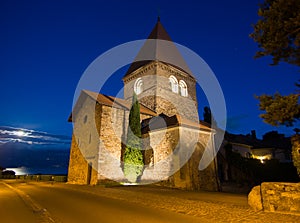 Church In Saint-Sulpice, Switzerland After Sunset