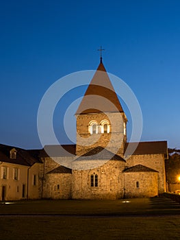 Church In Saint-Sulpice, Switzerland After Sunset