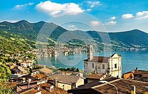 Church of Saints Rocco and Nepomuceno in Marone at Lake Iseo in Italy photo