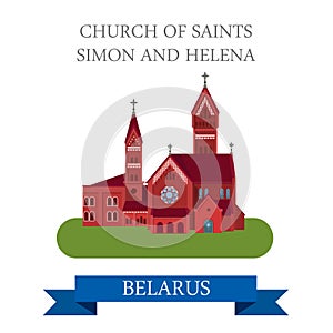 Church Saints Simon Helena Minsk Belarus flat vector attraction