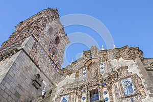 San Bartolome Main Facade and tower, Jerez de los Caballeros, Spain photo