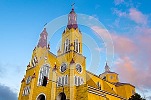 The Church of San Francisco in the main square of Castro at Chiloe Island