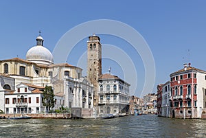 Church of San Geremia and Campanile and Palazzo Labia on Grand Canal in summer Cannaregio district Venice Veneto Italy photo