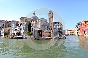 Church San Geremia and Grand Canal in district sestiere Cannaregio in Venice, Italy photo