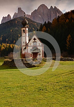 Church of San Giovanni in Ranui. Val di Funes, Italy.