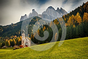 Church of San Giovanni in Ranui. Val di Funes, Italy.