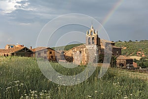 Church of San Pedro in Madriguera, red village of the Riaza region province of Segovia Spain photo