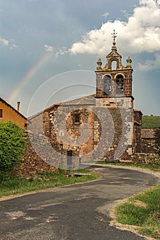 Church of San Pedro in Madriguera, red village of the Riaza region province of Segovia Spain photo