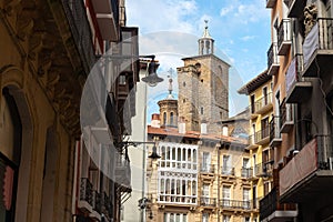 Church of San Saturnino from Mercaderes street, Pamplona, Spain photo