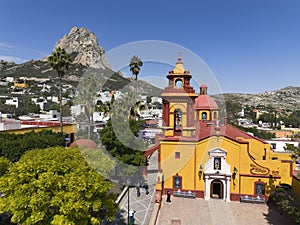 In the town of Bernal the main church and the monolith photo