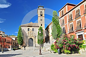Church of Santa Ana in Plaza Nueva, Granada, Andalusia, Spain. photo