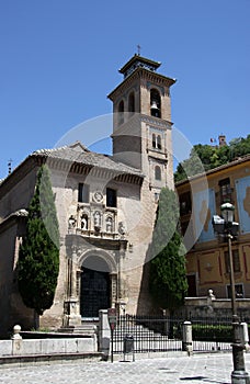 Church of Santa Anna built in the 1500s in Mudejar style on the Rio Darro, Granada, Andalusia, Spain