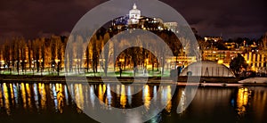 Church of Santa Maria al Monte dei Cappuccini, Torino, Italy, night view