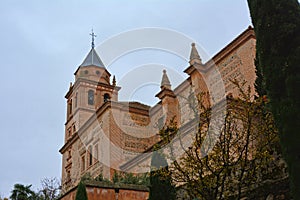 Church of Santa Maria de Alhambra, Granada, Spain, low angle view