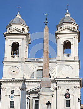 Church of Santa Trinita dei Monti with Egyptian Obelisk in Rome
