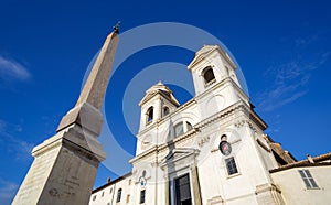 The church of the Santissima Trinita dei Monti and the Obelisco Sallustiano