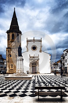 Church of Sao Joao Baptista in Praca da Republica, main square of Tomar, Portugal