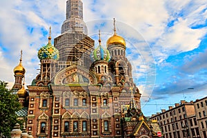 Church of Savior on Spilled Blood or Cathedral of Resurrection of Christ is one of main sights of Saint Petersburg, Russia