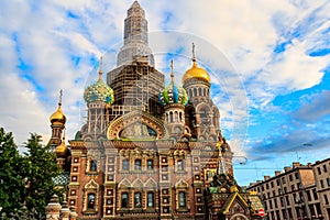 Church of Savior on Spilled Blood or Cathedral of Resurrection of Christ in Saint Petersburg  Russia.