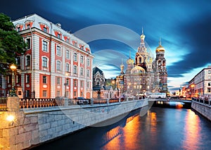 The Church of the Savior on Spilled Blood in St. Petersburg during the White Nights, Russia